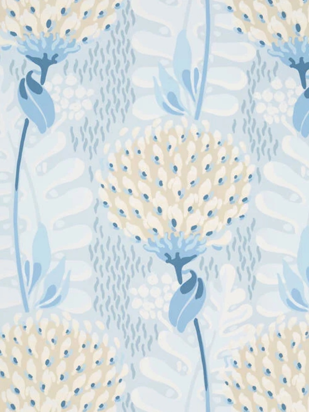 NWT ~ THIBAUT Wallpaper Tiverton T10645 Spa Blue Florals 1 Double Roll Sealed